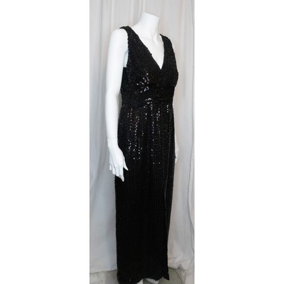 LILLIE RUBIN VINTAGE '60s Black Sequin Evening Gown SMALL - Picture 3 of 8